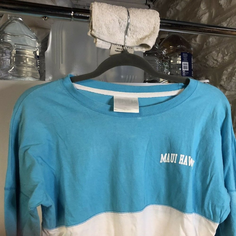 Popular Maui Hawaii Womans Top S Blue & White
